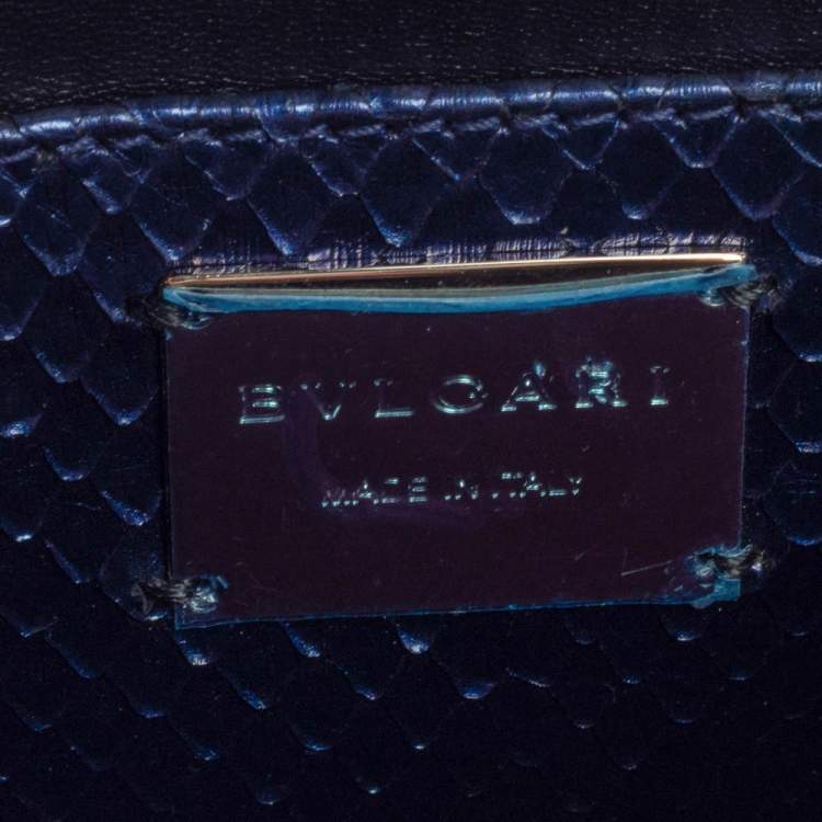 Pre Owned Bvlgari Ombre Midnight Blue Python Serpenti Cocktail Clutch
