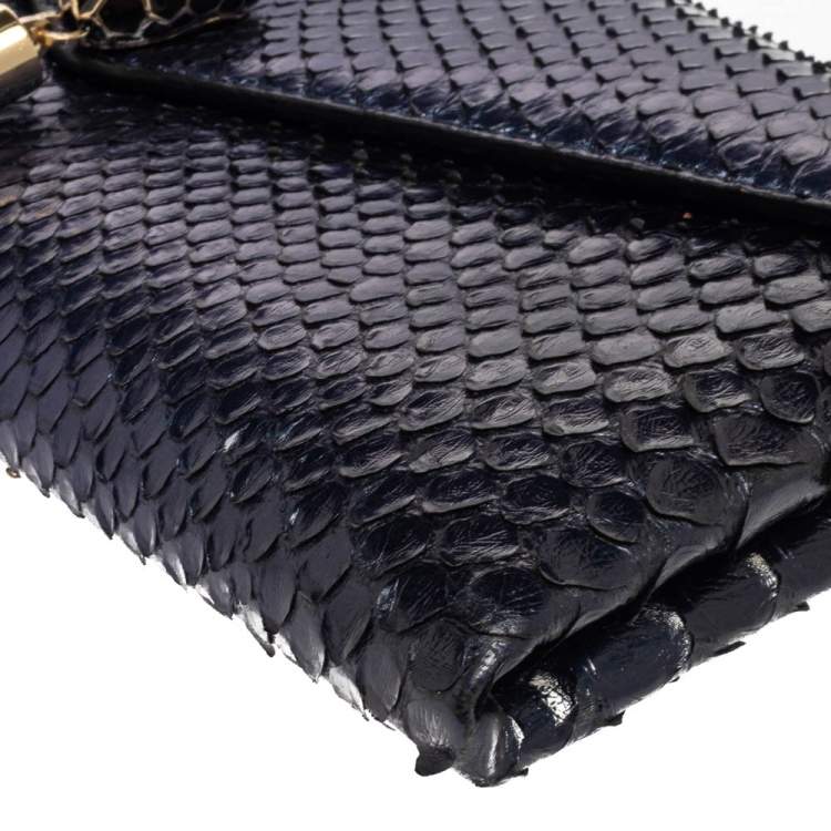 Pre Owned Bvlgari Ombre Midnight Blue Python Serpenti Cocktail Clutch