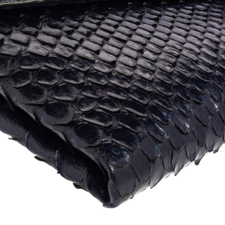 Pre Owned Bvlgari Ombre Midnight Blue Python Serpenti Cocktail Clutch