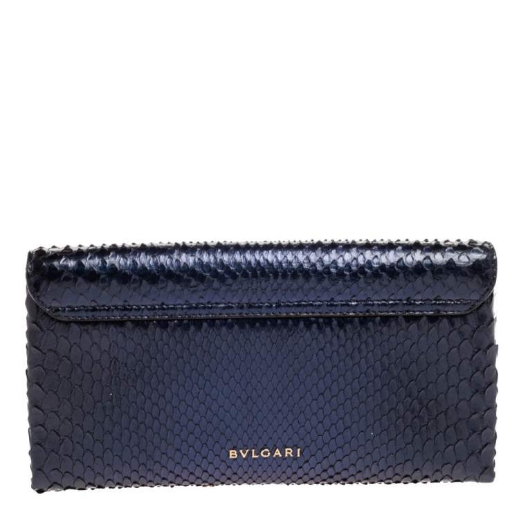 Pre Owned Bvlgari Ombre Midnight Blue Python Serpenti Cocktail Clutch