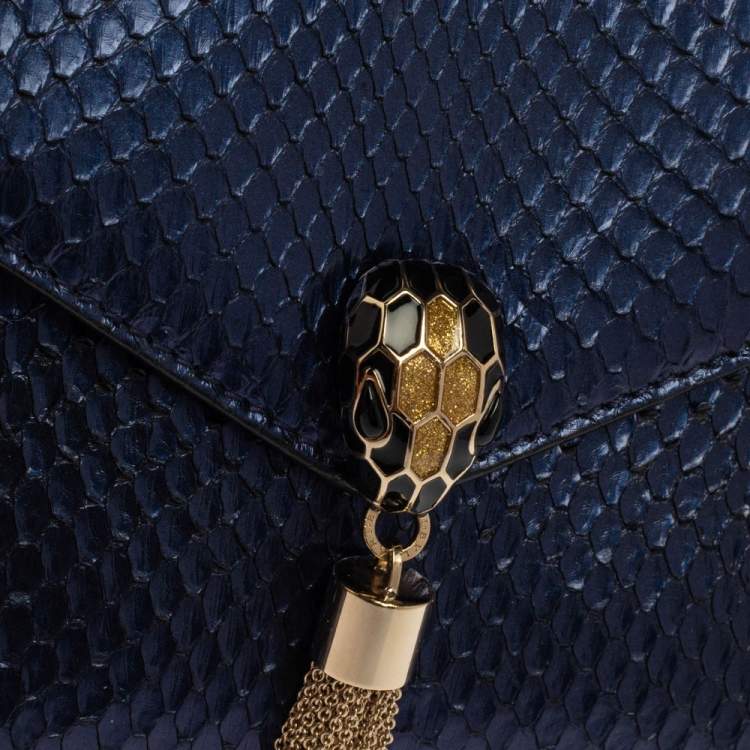Pre Owned Bvlgari Ombre Midnight Blue Python Serpenti Cocktail Clutch