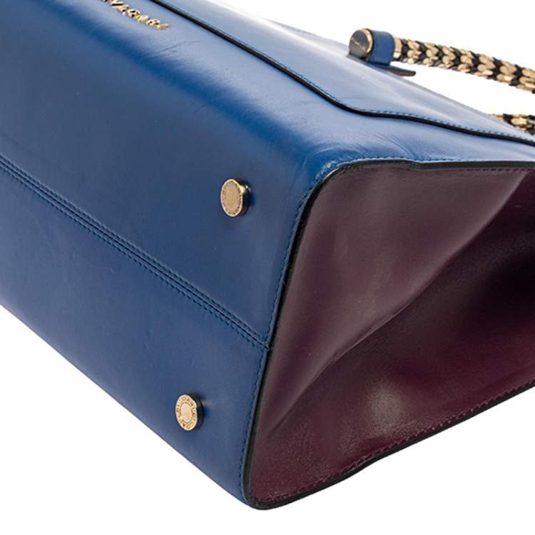 Pre Owned Bvlgari Blue/Burgundy Leather Serpenti Scaglie Tote