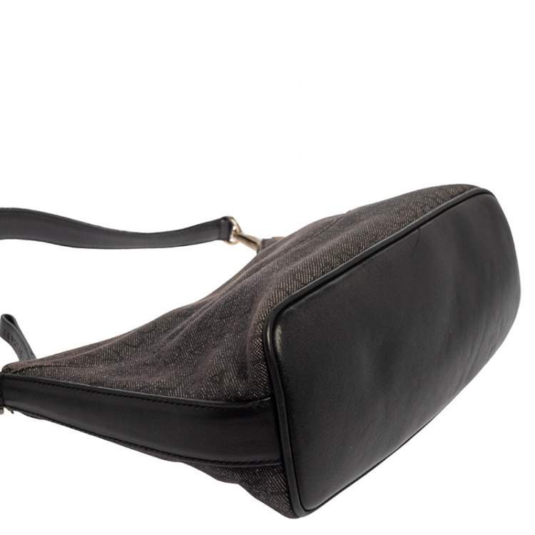 Pre Owned Bvlgari Grey/Black Monogram Canvas and Leather Pochette