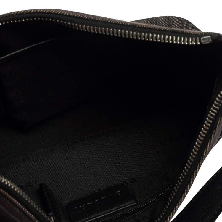 Pre Owned Bvlgari Grey/Black Monogram Canvas and Leather Pochette