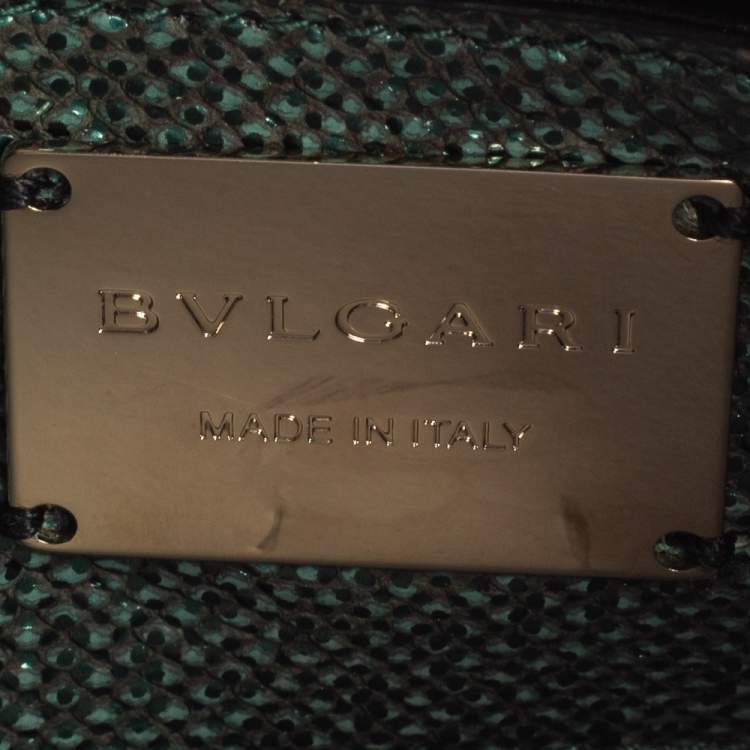 Pre Owned Bvlgari Metallic Green Karung Serpenti Forever Bucket Bag