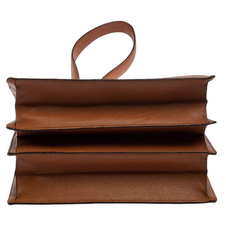 Pre Owned Bvlgari Brown Leather 3 Gussets Shoulder Bag