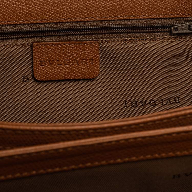 Pre Owned Bvlgari Brown Leather 3 Gussets Shoulder Bag