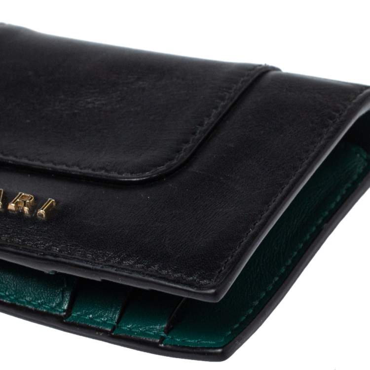 Pre Owned Bvlgari Black Leather Serpenti Forever Bifold Card Holder