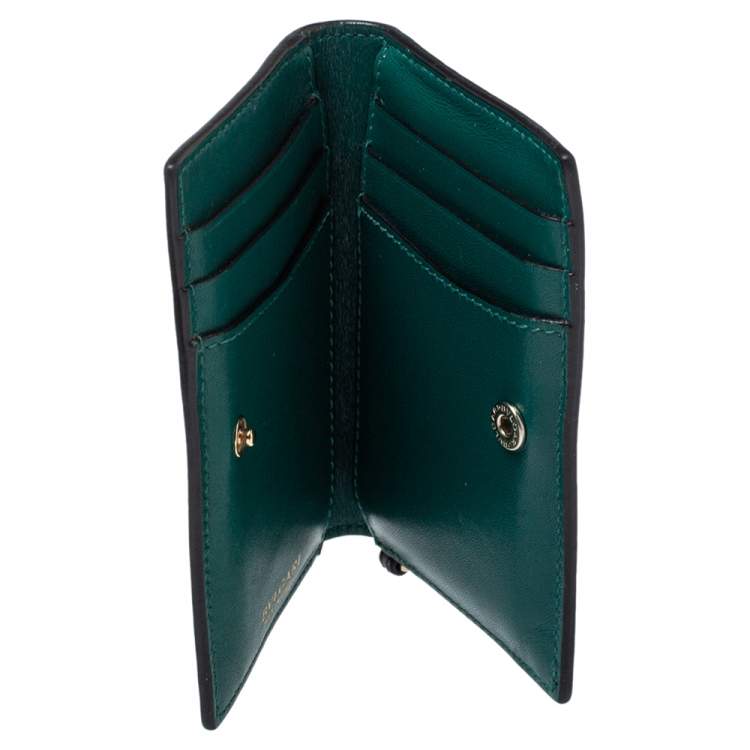 Pre Owned Bvlgari Black Leather Serpenti Forever Bifold Card Holder