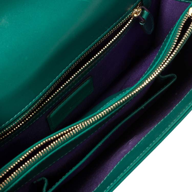 Pre Owned Bvlgari Green Leather Medium Serpenti Forever Flap Shoulder Bag