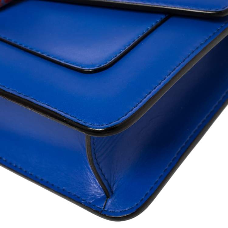Pre Owned Bvlgari Blue Leather Serpenti Forever Flap Shoulder Bag