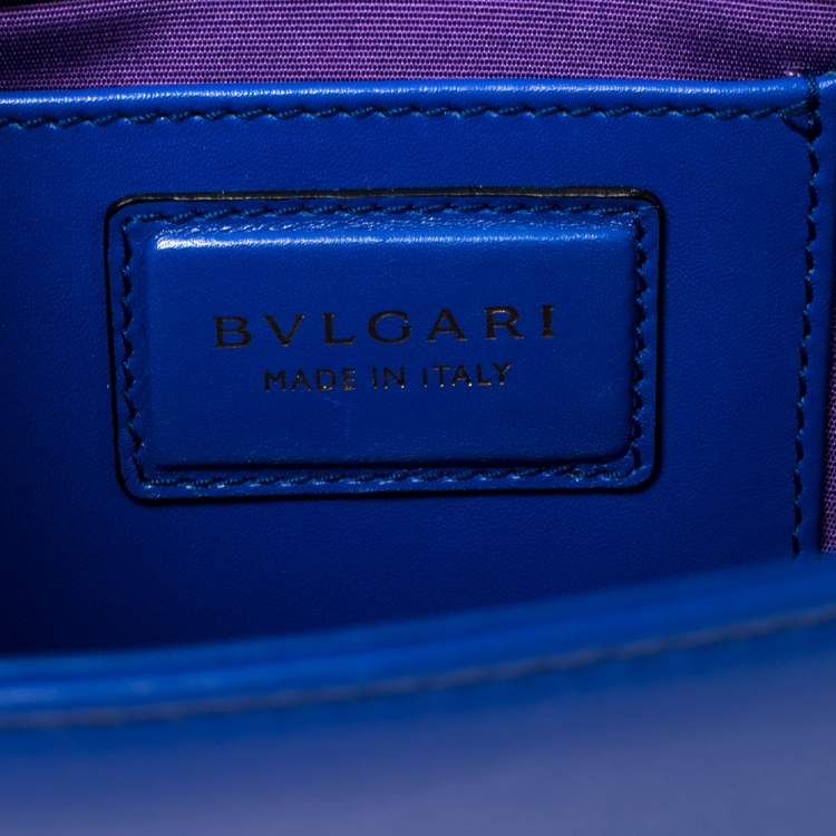 Pre Owned Bvlgari Blue Leather Serpenti Forever Flap Shoulder Bag