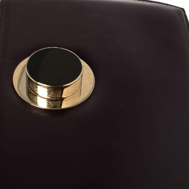 Pre Owned Bvlgari Plum/Black Leather and Perspex Small Flap Cover Shoulder Bag