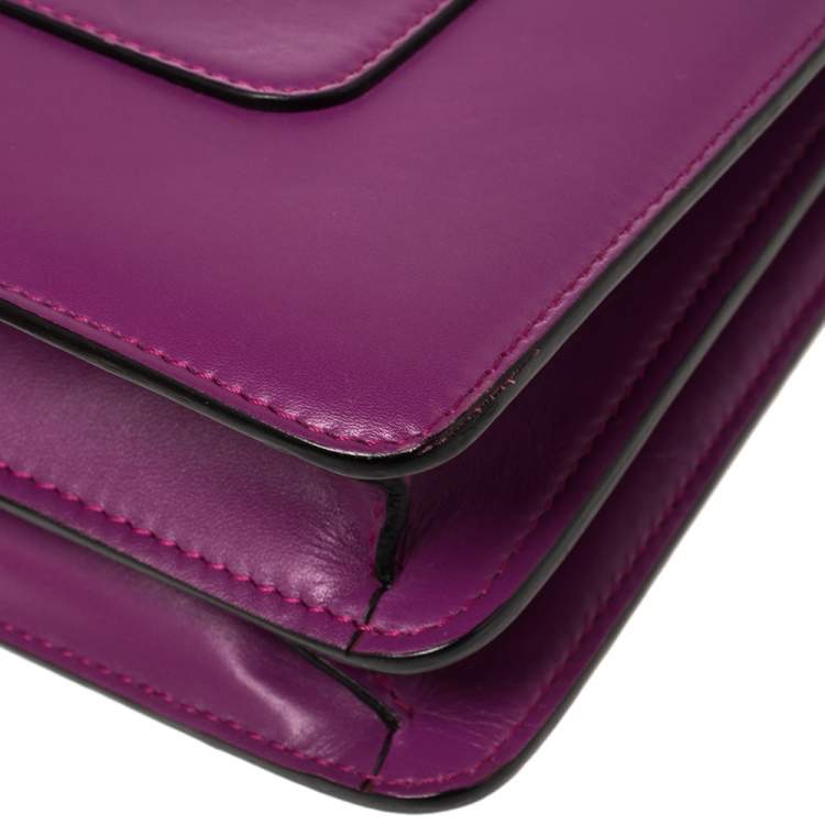 Pre Owned Bvlgari Purple Leather Large Serpenti Forever Shoulder Bag