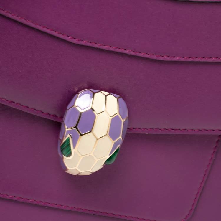 Pre Owned Bvlgari Purple Leather Large Serpenti Forever Shoulder Bag