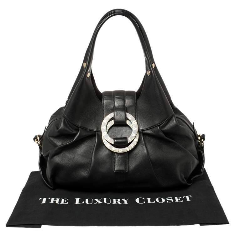 Pre Owned Bvlgari Black Leather Chandra Hobo
