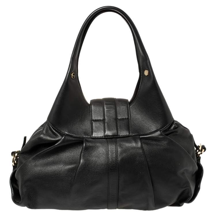 Pre Owned Bvlgari Black Leather Chandra Hobo
