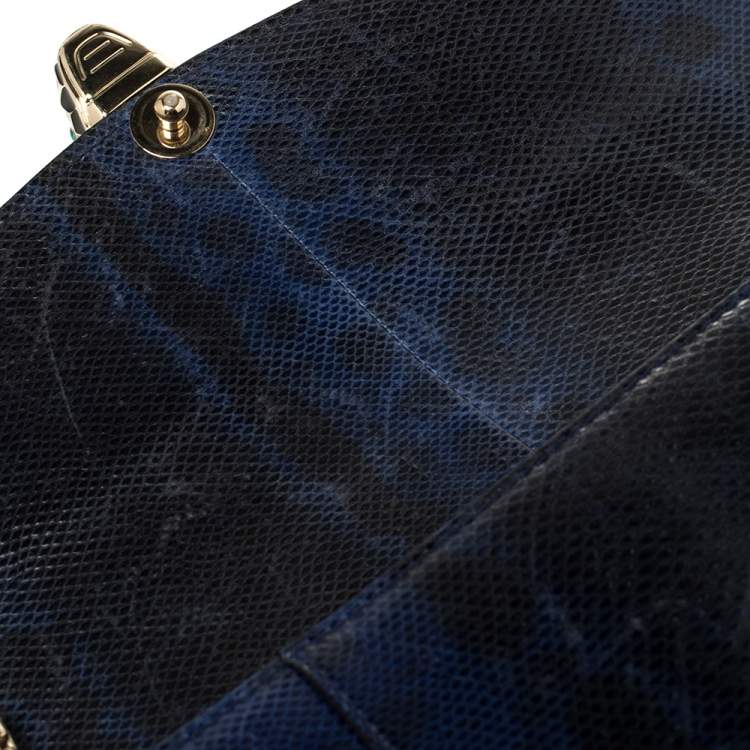 Pre Owned Bvlgari Blue Karung Medium Serpenti Forever Flap Shoulder Bag