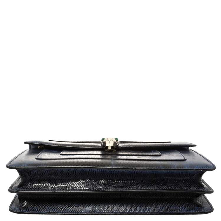 Pre Owned Bvlgari Blue Karung Medium Serpenti Forever Flap Shoulder Bag