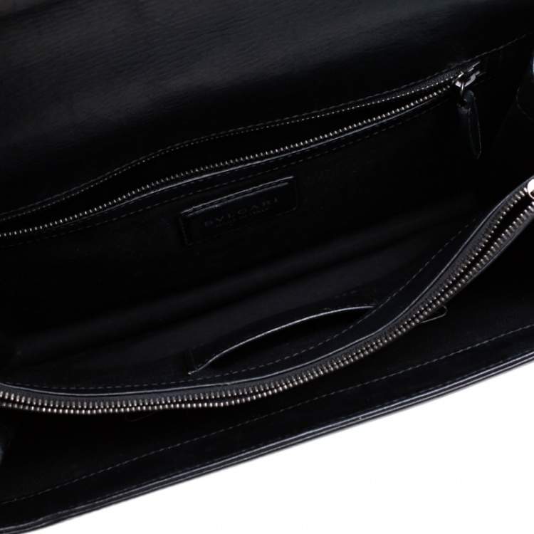 Pre Owned Bvlgari Black Leather Large Plisse Serpenti Forever Shoulder Bag