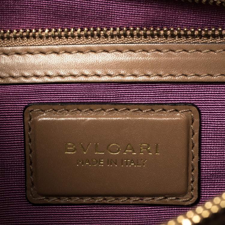 Pre Owned Bvlgari Tan/Black Leather Medium Serpenti Forever Flap Shoulder Bag