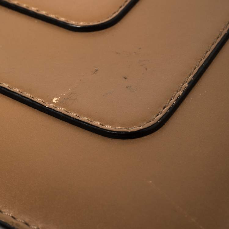 Pre Owned Bvlgari Tan/Black Leather Medium Serpenti Forever Flap Shoulder Bag