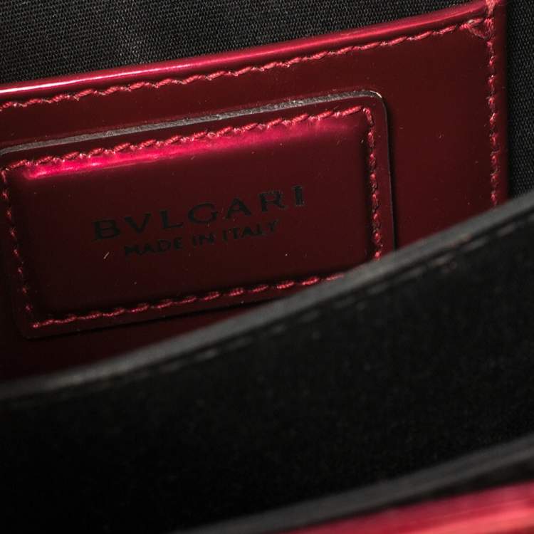 Pre Owned Bvlgari Red Metallic Leather Serpenti Forever Flap Top Handle Bag