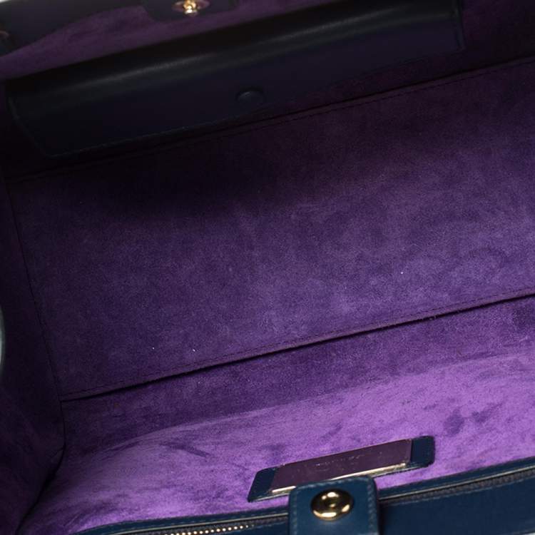Pre Owned Bvlgari Blue Leather and Calf Hair Serpenti Scaglie Tote