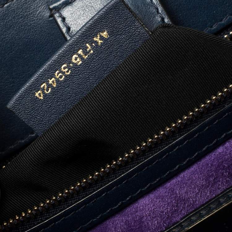 Pre Owned Bvlgari Blue Leather and Calf Hair Serpenti Scaglie Tote