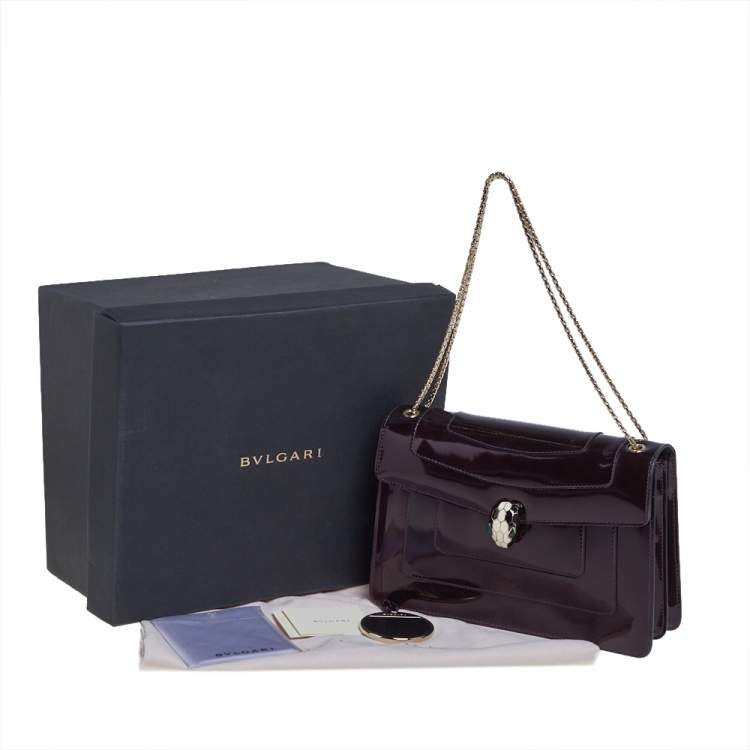 Pre Owned Bvlgari Purple Patent Leather Medium Serpenti Forever Shoulder Bag