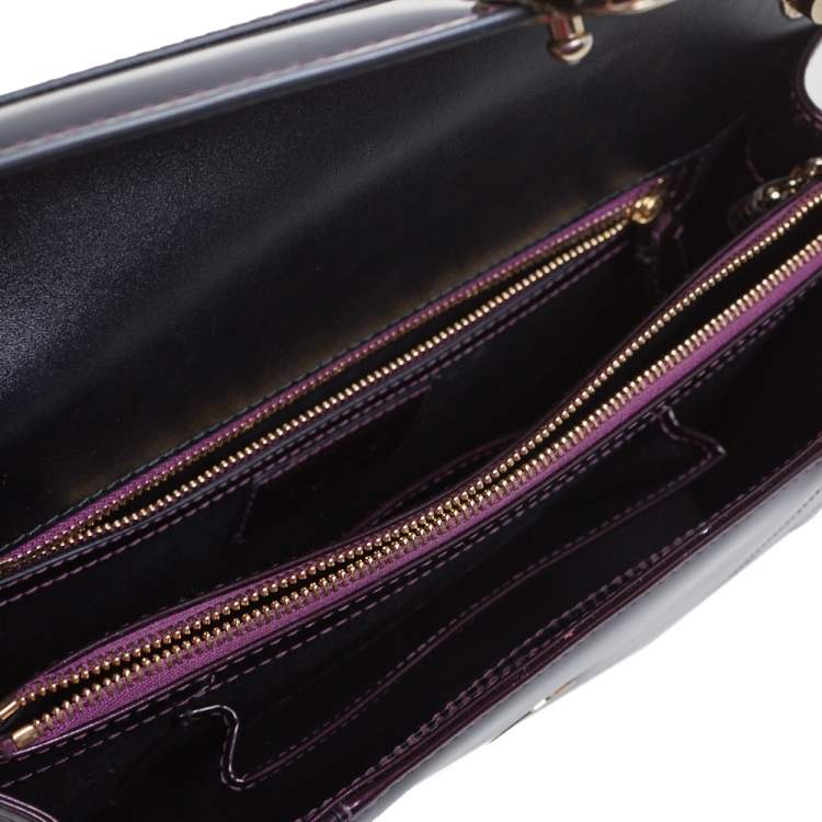 Pre Owned Bvlgari Purple Patent Leather Medium Serpenti Forever Shoulder Bag