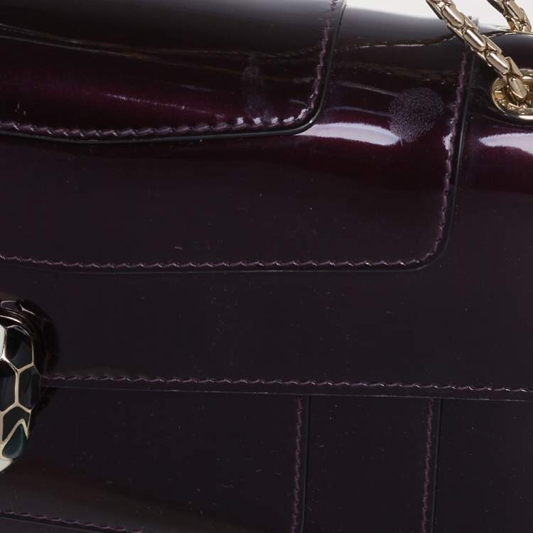 Pre Owned Bvlgari Purple Patent Leather Medium Serpenti Forever Shoulder Bag