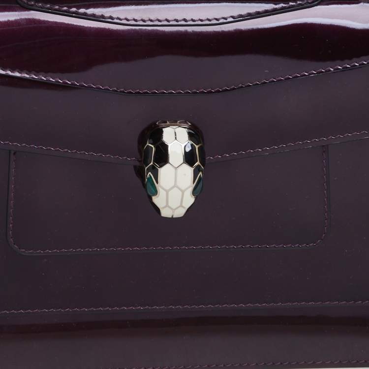Pre Owned Bvlgari Purple Patent Leather Medium Serpenti Forever Shoulder Bag