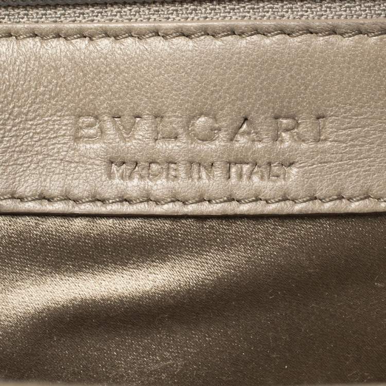 Pre Owned Bvlgari Grey Satin Monete Clutch