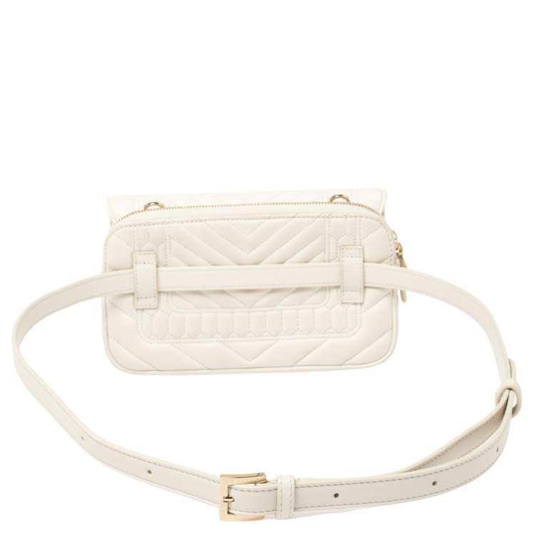 Pre Owned Bvlgari White Quilted Leather Serpenti Forever Belt Bag