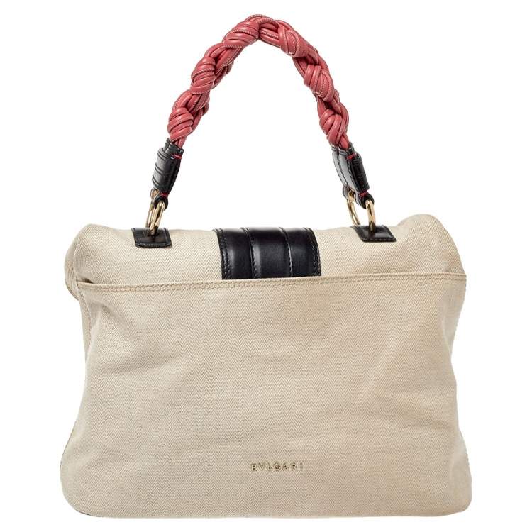 Pre Owned Bvlgari Multicolor Canvas And Leather Leoni Top Handle Bag