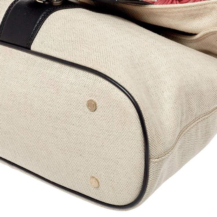 Pre Owned Bvlgari Multicolor Canvas And Leather Leoni Top Handle Bag