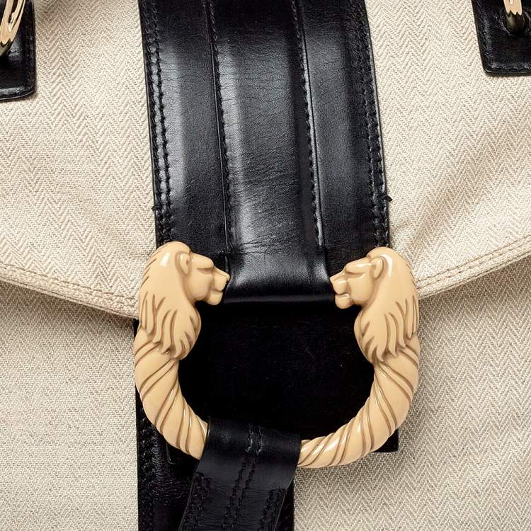 Pre Owned Bvlgari Multicolor Canvas And Leather Leoni Top Handle Bag