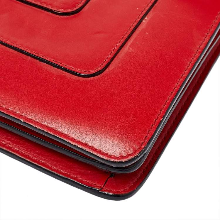 Pre Owned Bvlgari Red Leather Medium Serpenti Forever Flap Shoulder Bag