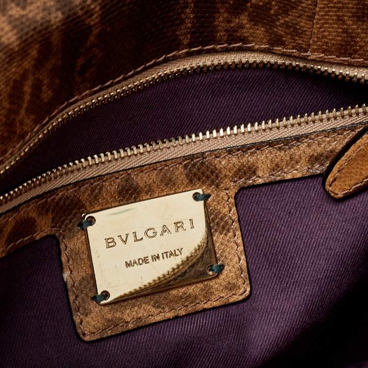 Pre Owned Bvlgari Beige Karung Medium Serpenti Forever Flap Shoulder Bag