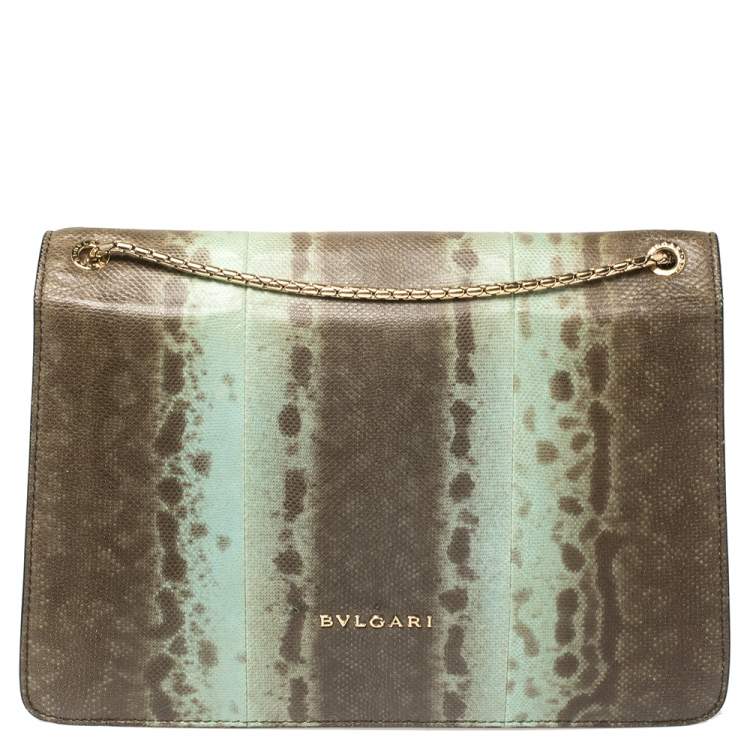 Pre Owned Bvlgari Green Karung Medium Serpenti Forever Shoulder Bag