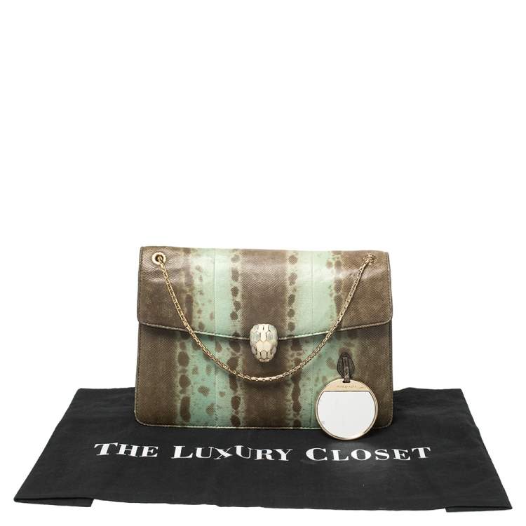 Pre Owned Bvlgari Green Karung Medium Serpenti Forever Shoulder Bag