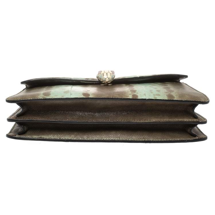 Pre Owned Bvlgari Green Karung Medium Serpenti Forever Shoulder Bag