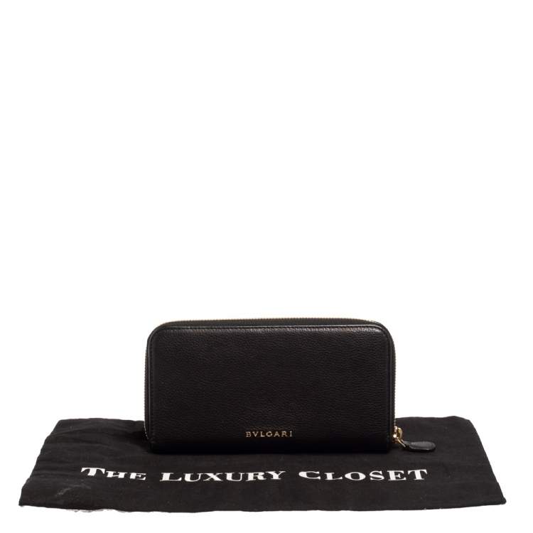 Pre Owned Bvlgari Black Leather Zip Around Wallet