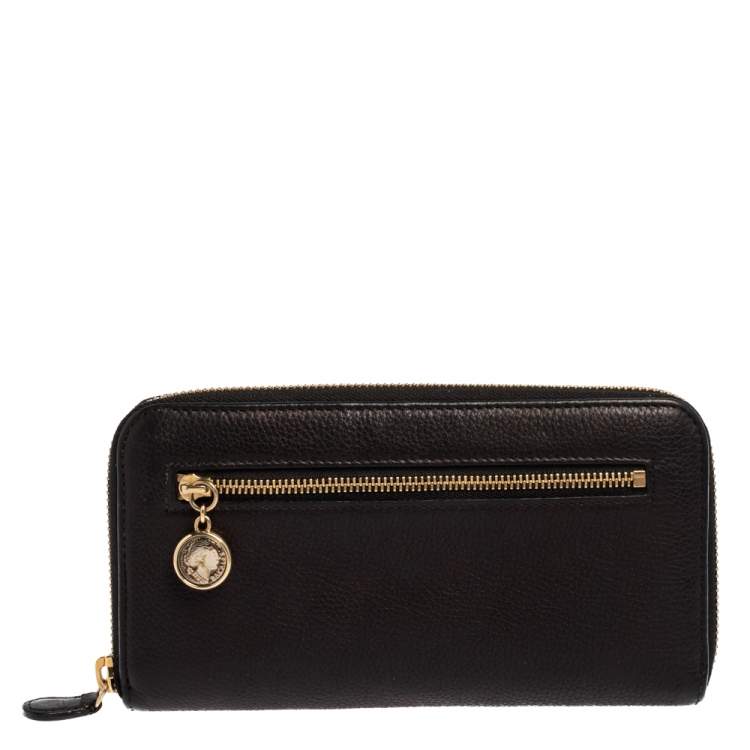 Pre Owned Bvlgari Black Leather Zip Around Wallet