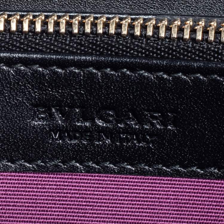 Pre Owned Bvlgari Black Leather Zip Around Wallet