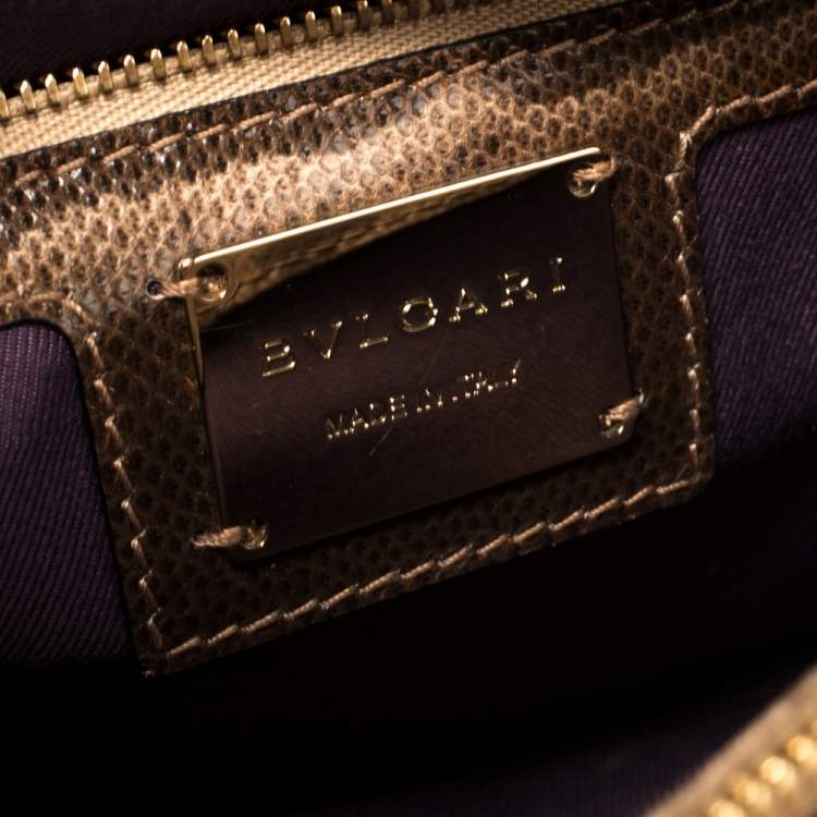 Pre Owned Bvlgari Beige/Brown Karung Medium Serpenti Forever Flap Shoulder Bag