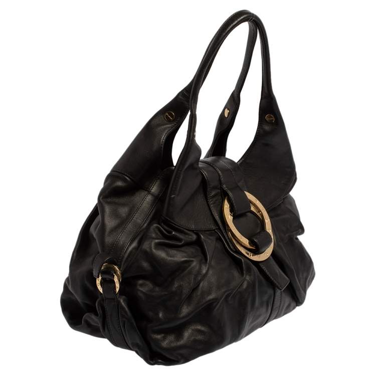 Pre Owned Bvlgari Black Leather Chandra Hobo