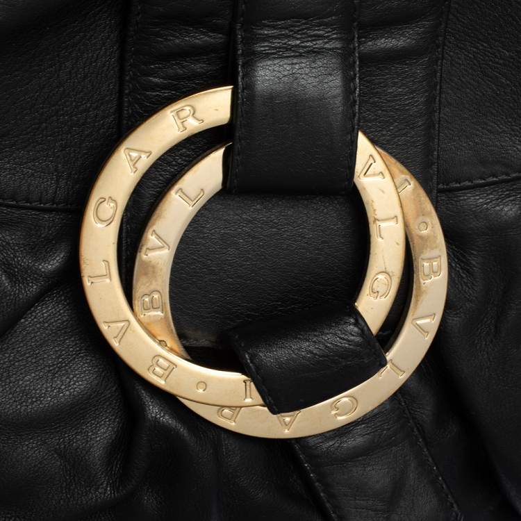 Pre Owned Bvlgari Black Leather Chandra Hobo