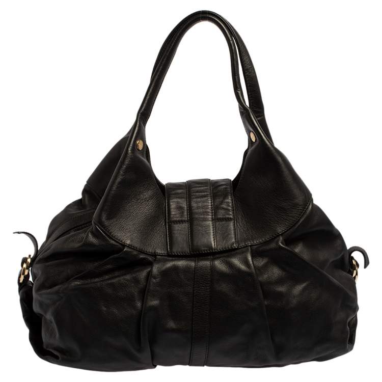 Pre Owned Bvlgari Black Leather Chandra Hobo
